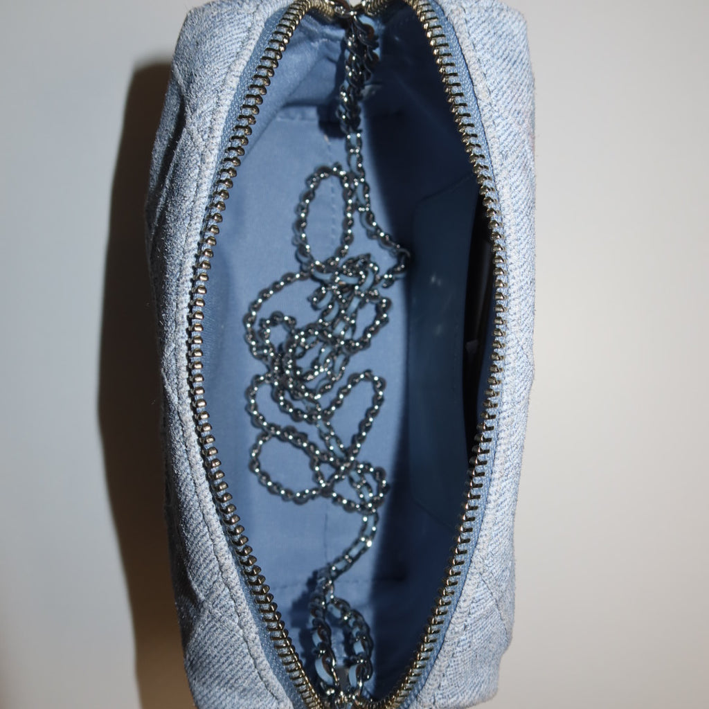 TORY BURCH Fleming quilted denim crossbody bag