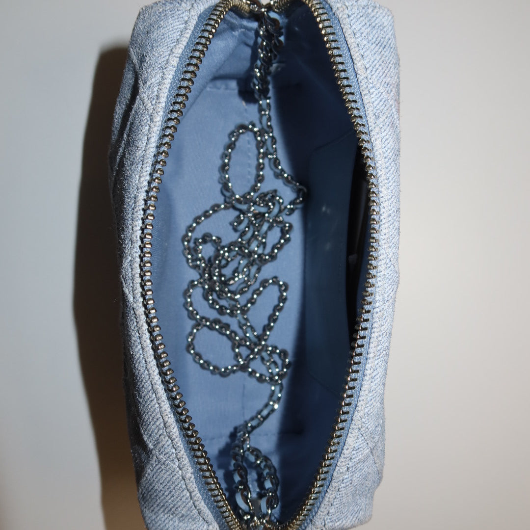TORY BURCH Fleming quilted denim crossbody bag