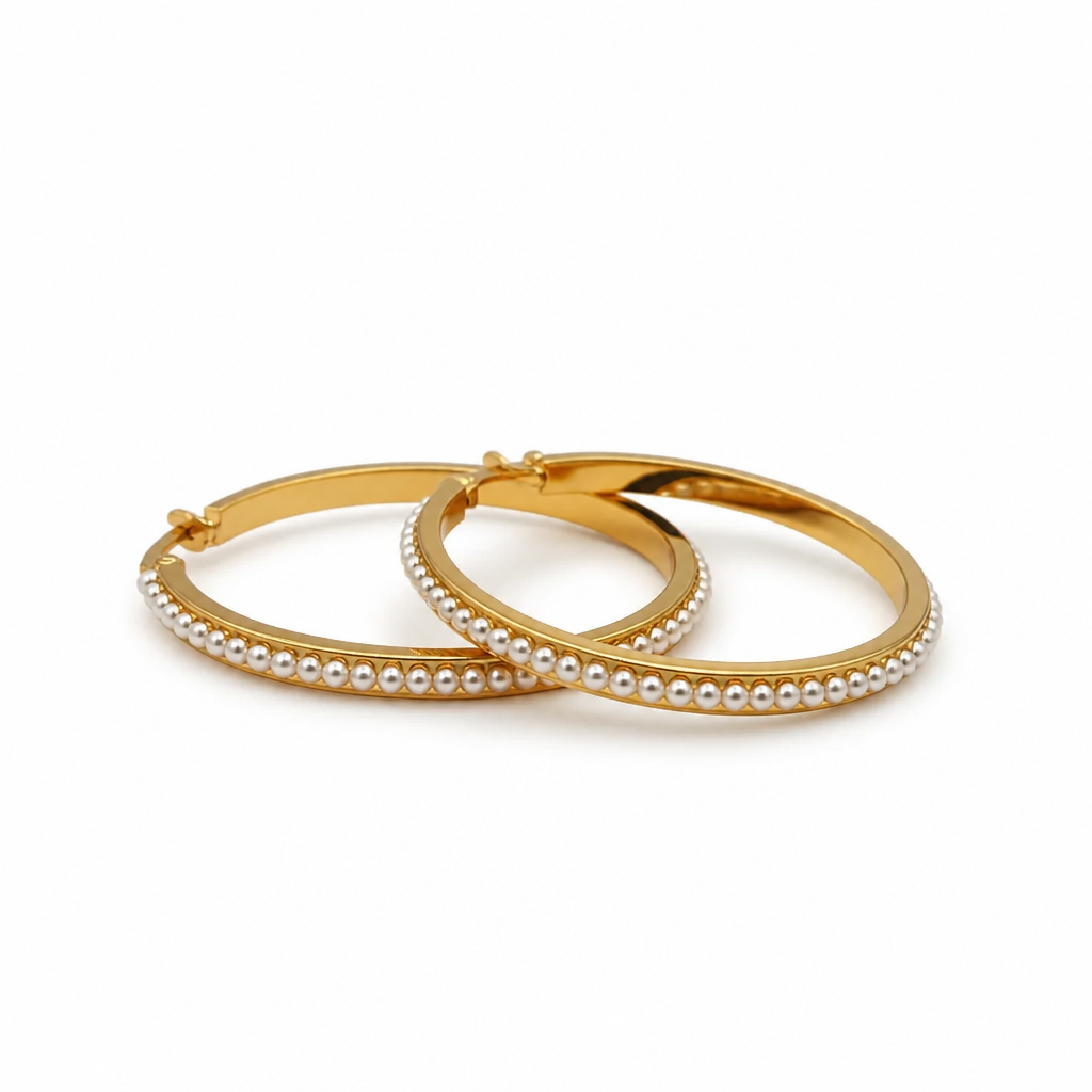 Pearl Gold Hoops