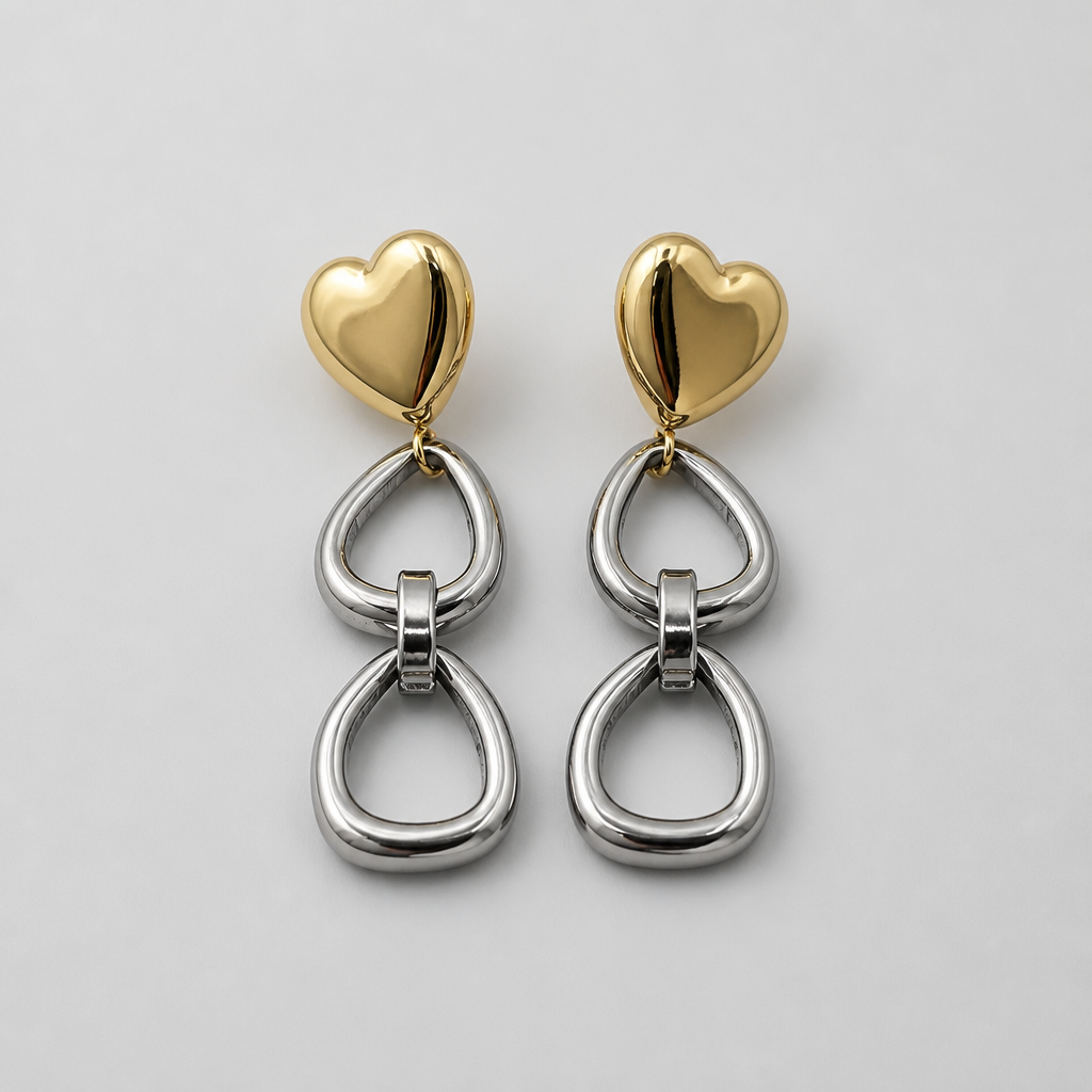 Two Tone Heart Earrings