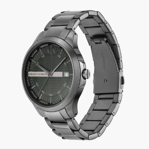 Armani Exchange Three-Hand Date Gunmetal Stainless Steel Watch