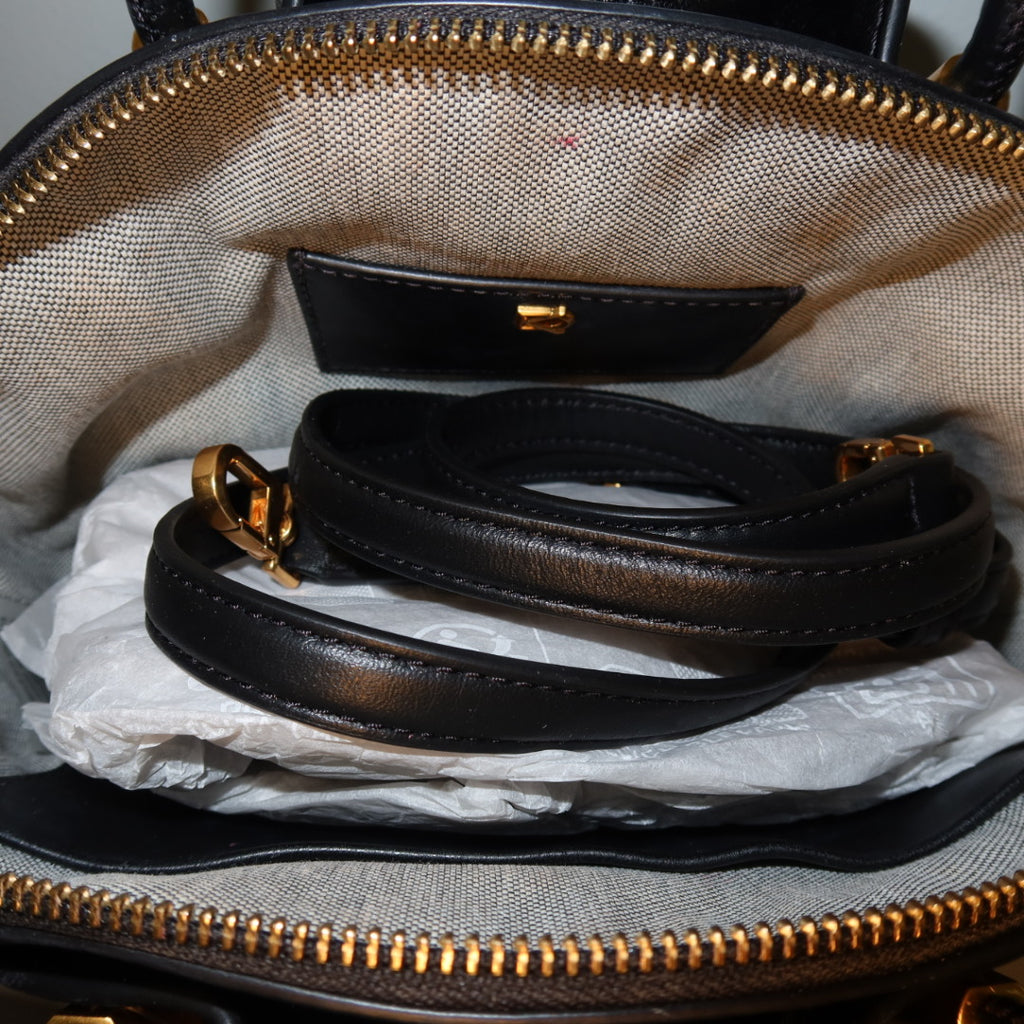 DONNA KARAN Oxford Crescent Handles Crossbody Satchel Bag