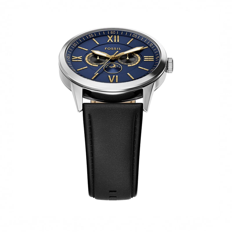 Fossil Flynn Classic Roman Numeral Watch with Black  Leather Strap