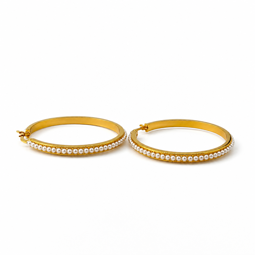 Pearl Gold Hoops