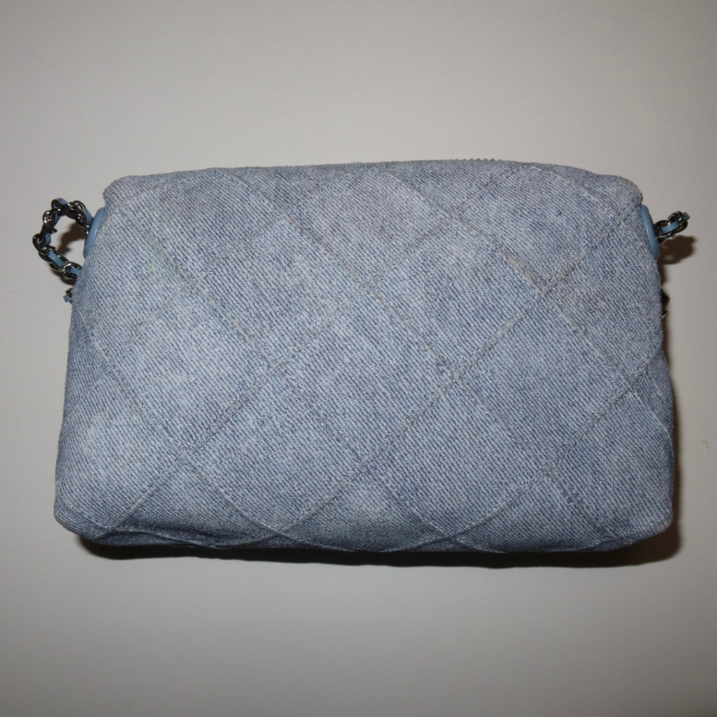 TORY BURCH Fleming quilted denim crossbody bag