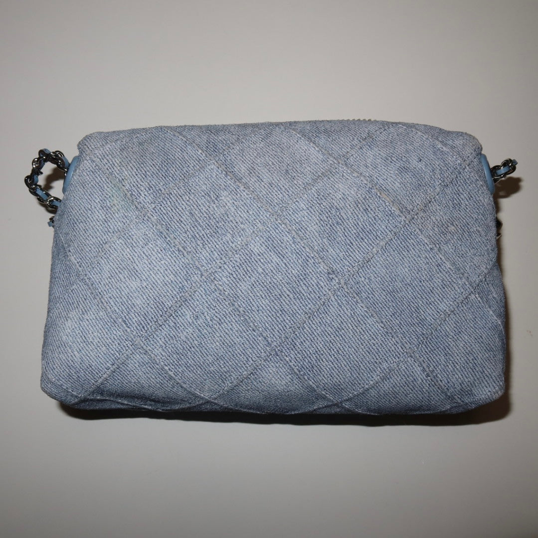 TORY BURCH Fleming quilted denim crossbody bag