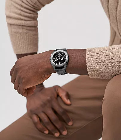 Fossil Privateer chronograph watch in smoked-tone stainless steel