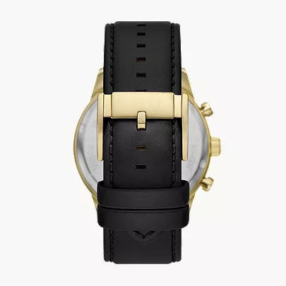 Fossil Flynn Chronograph Black Leather Watch