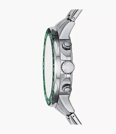 Fossil Bannon Chronograph Green Dial Silver Steel Strap