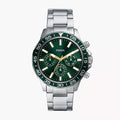 Fossil Bannon Chronograph Green Dial Silver Steel Strap