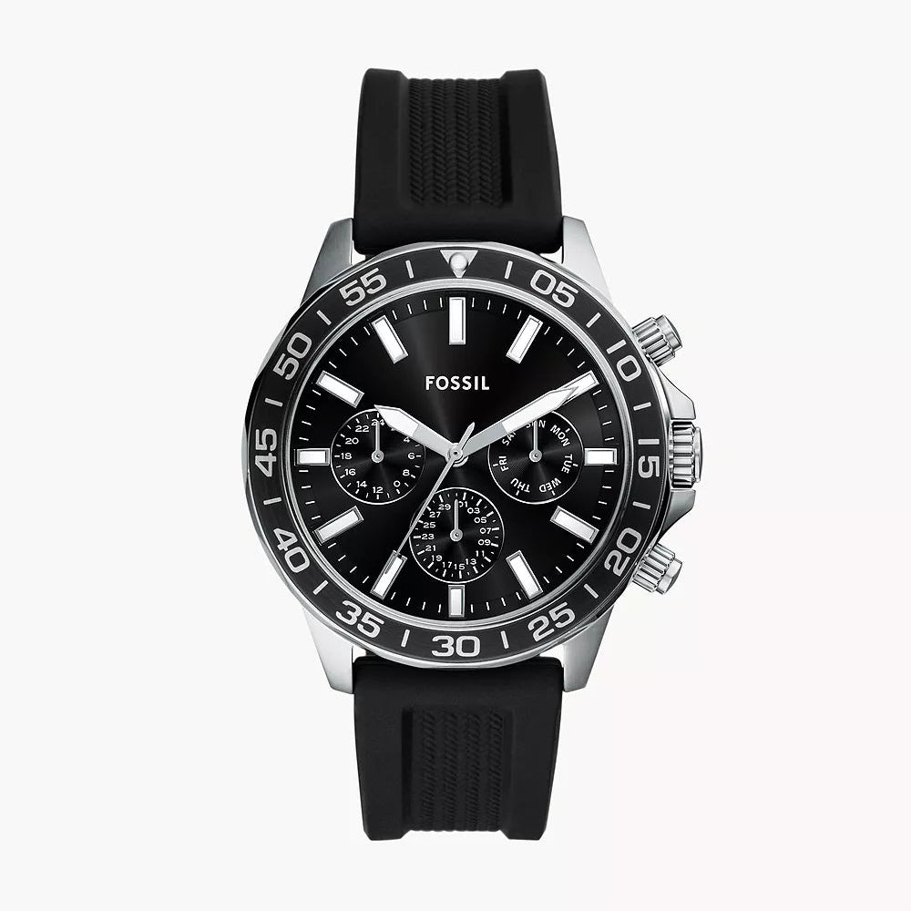 Fossil Bannon Multifunction Watch, Black Silicone