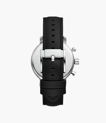 Fossil hett LiteHide leather watch in black with multifunction movement