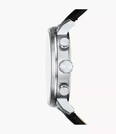 Fossil hett LiteHide leather watch in black with multifunction movement
