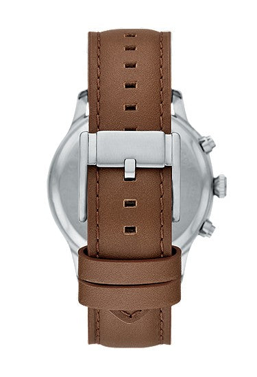 Fossil Bennett Multifunción Plateado de Piel Marrón