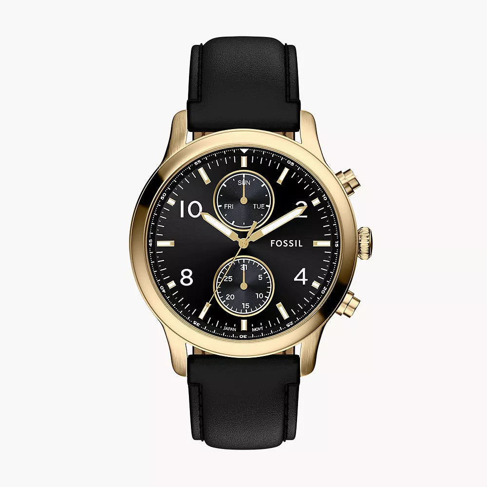 Fossil Bennett Multifunction Black Leather Watch