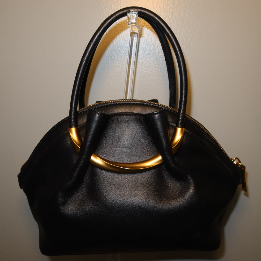 DONNA KARAN Oxford Crescent Handles Crossbody Satchel Bag