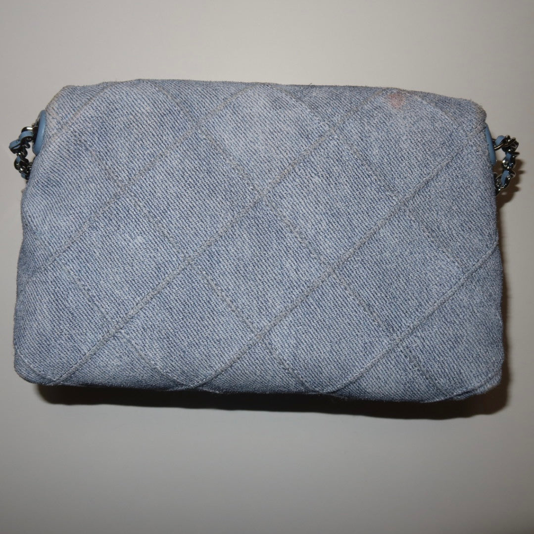 TORY BURCH Fleming quilted denim crossbody bag
