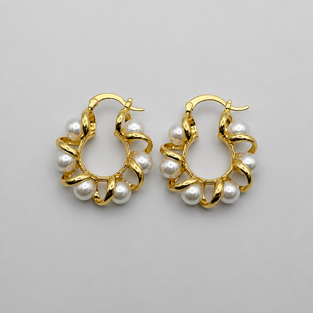 Pearl Gold Hoops