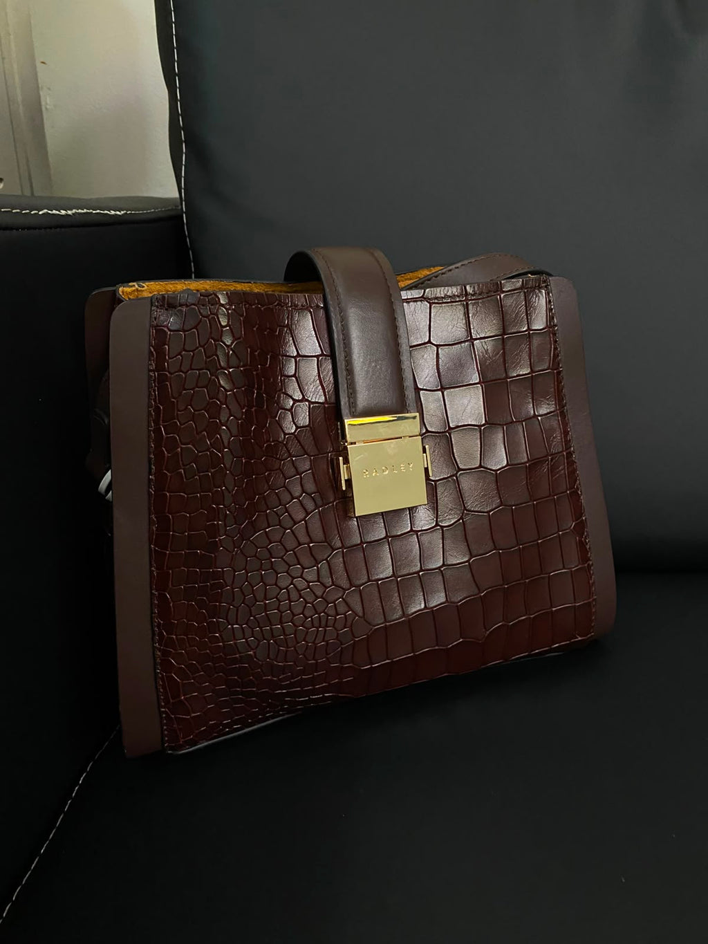 Sloane Mews Small Faux Croc Zip Top Crossbody Bag