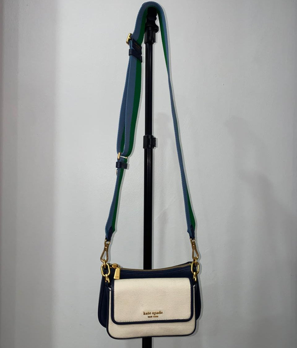 Double Up Racing Stripe Canvas Crossbody