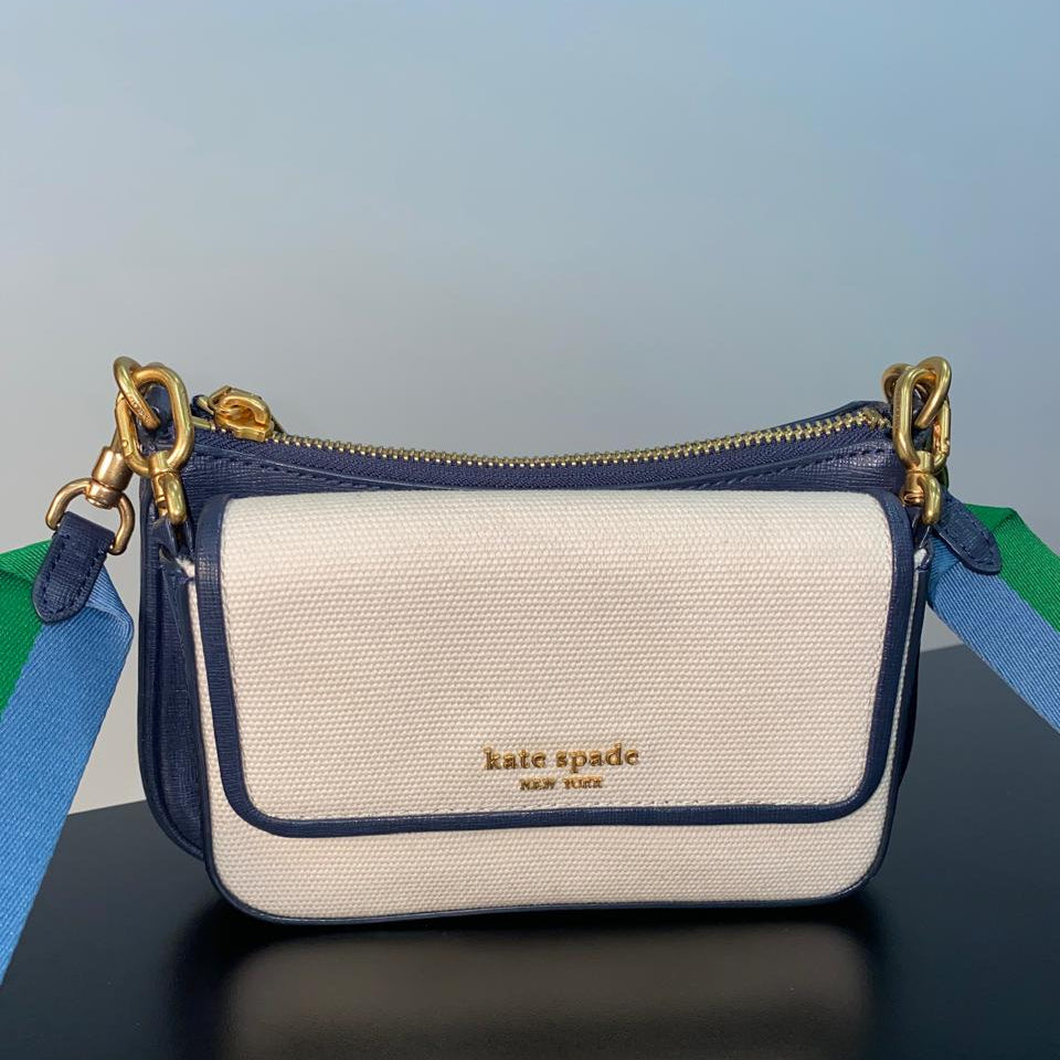 Double Up Racing Stripe Canvas Crossbody