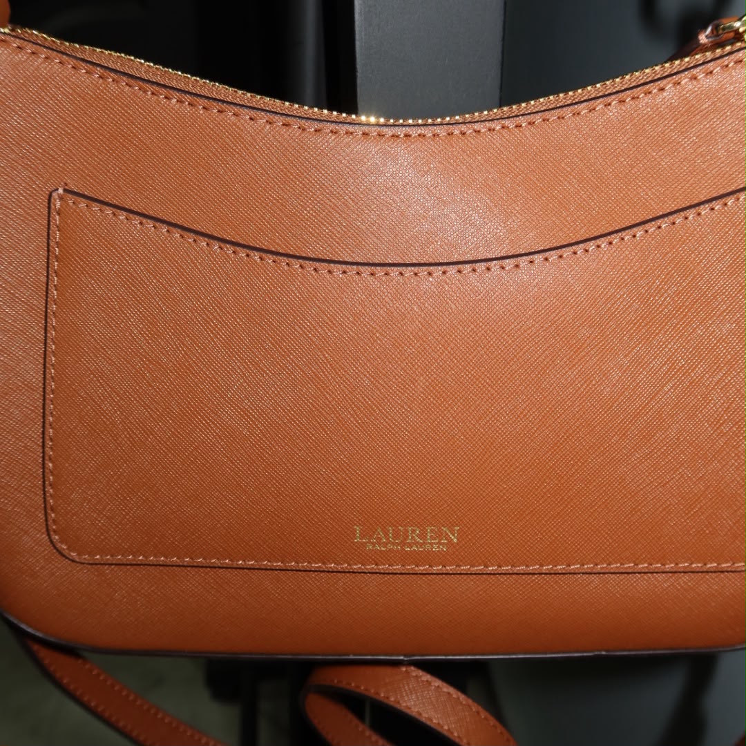 RALPH LAUREN Crosshatch Leather Medium Danni Bag