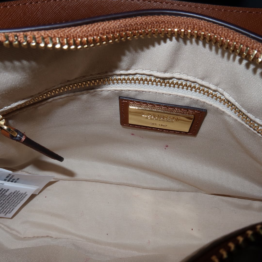 RALPH LAUREN Crosshatch Leather Medium Danni Bag