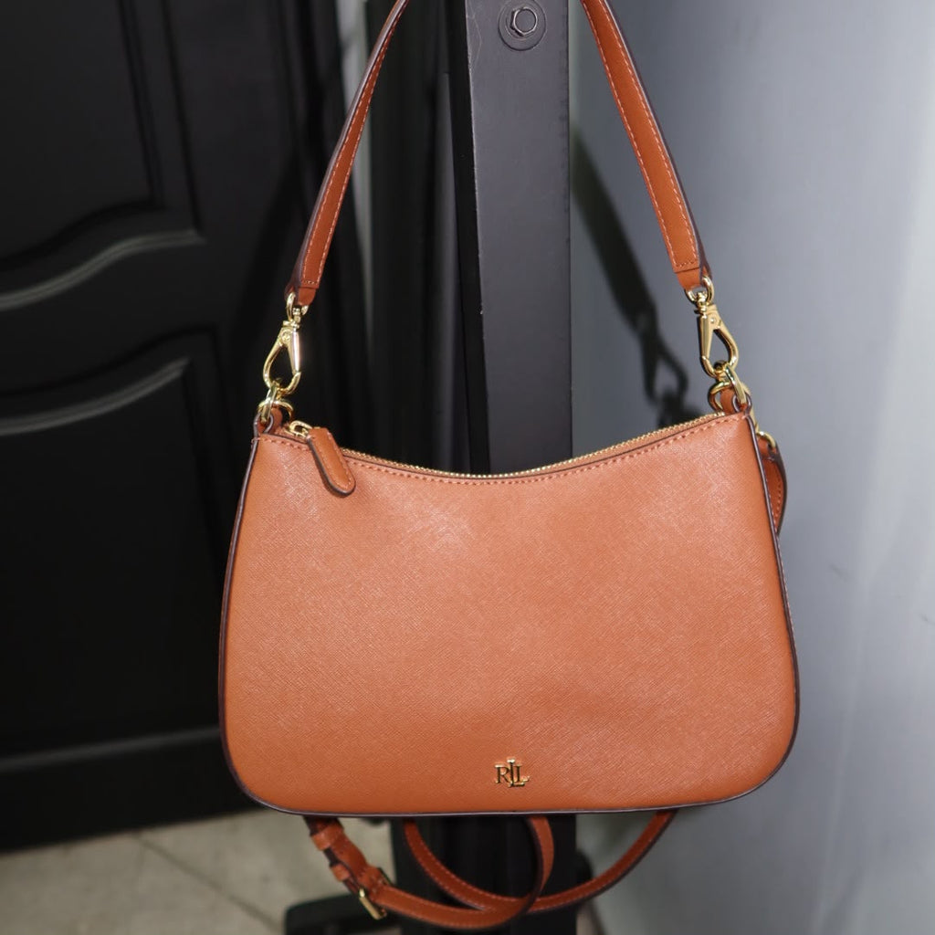RALPH LAUREN Crosshatch Leather Medium Danni Bag