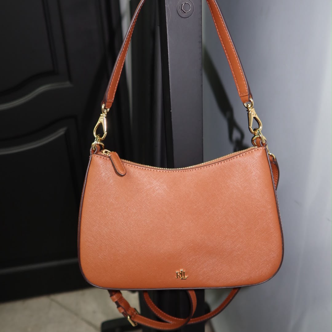 RALPH LAUREN Crosshatch Leather Medium Danni Bag