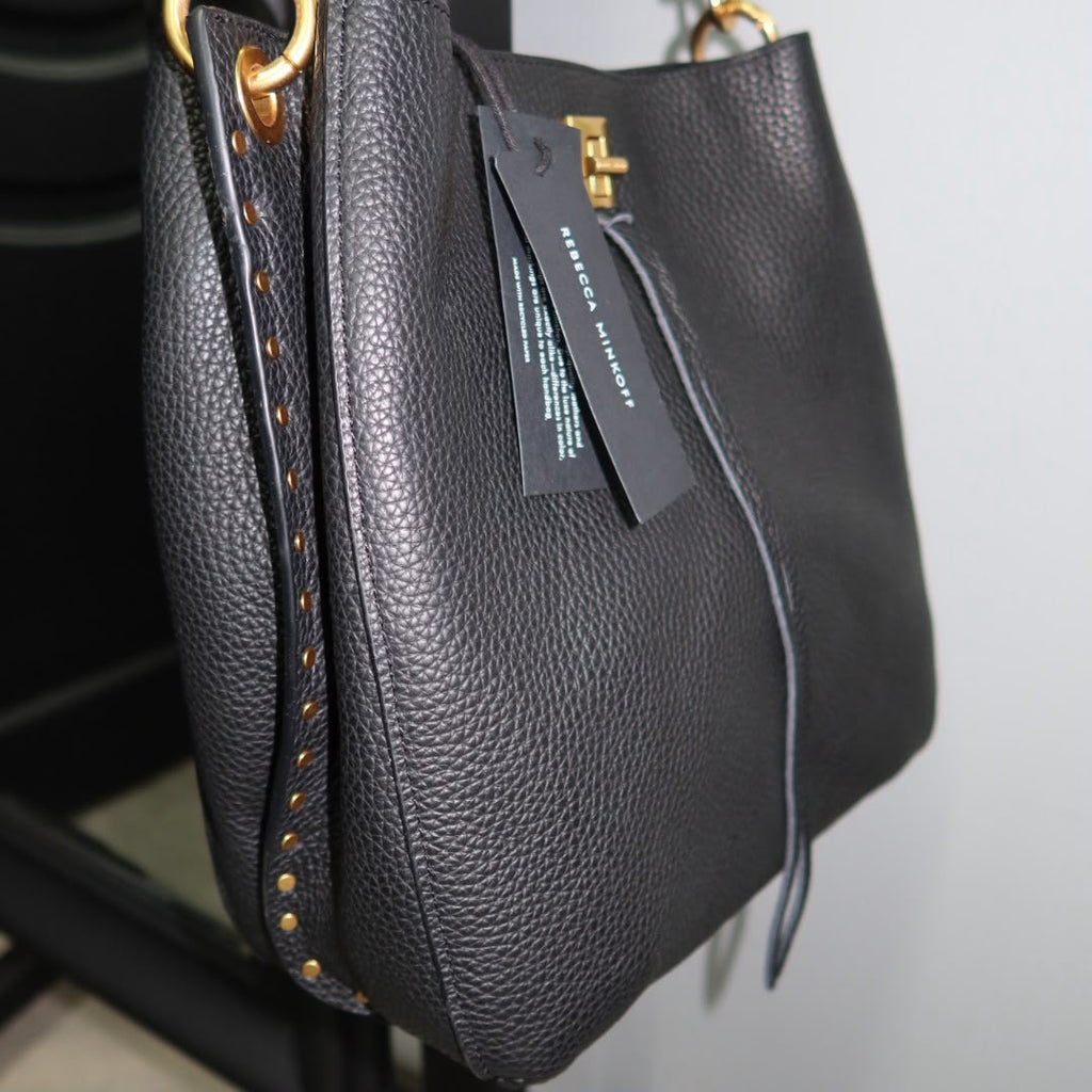 REBECCA MINKOFF Slim Darren Stud & Tiger's Eye Embellished Hobo Bag