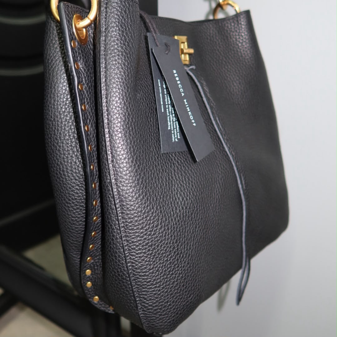 REBECCA MINKOFF Slim Darren Stud & Tiger's Eye Embellished Hobo Bag