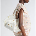 VERSACE Protea Crystal Stud Leather Shoulder Bag