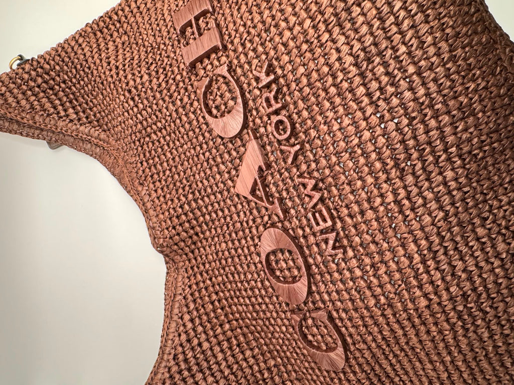 COACH Brooklyn 39 Large Shoulder Raffia Bag in Brown
