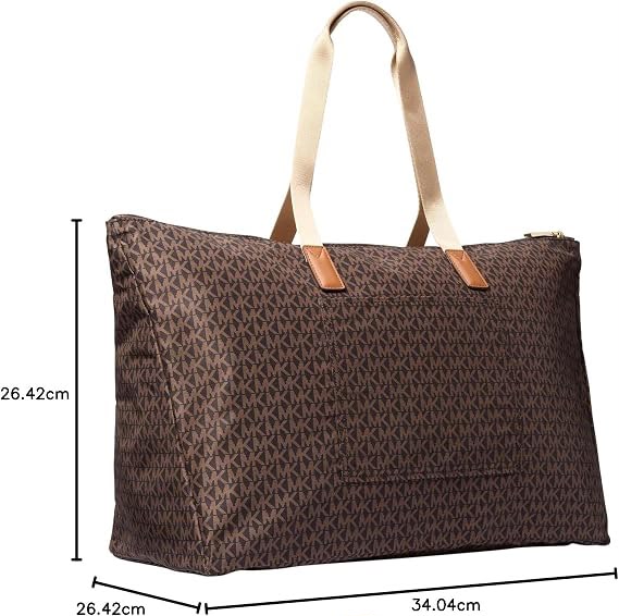 MK Jet Set Travel Large Signature Logo Print Woven Tote Bag