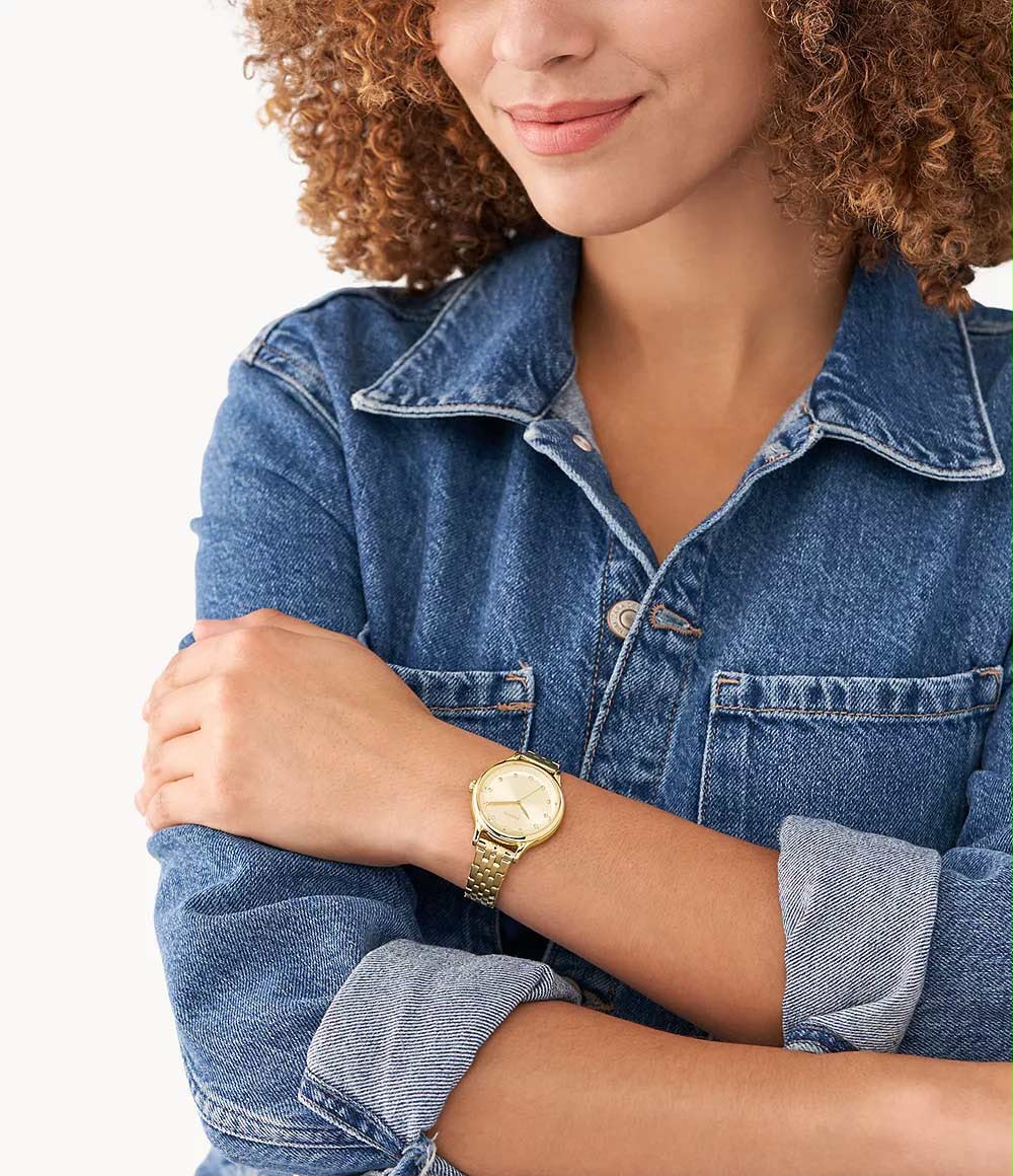 Fossil Laney Three-Hand Gold-Tone Stainless Steel Watch