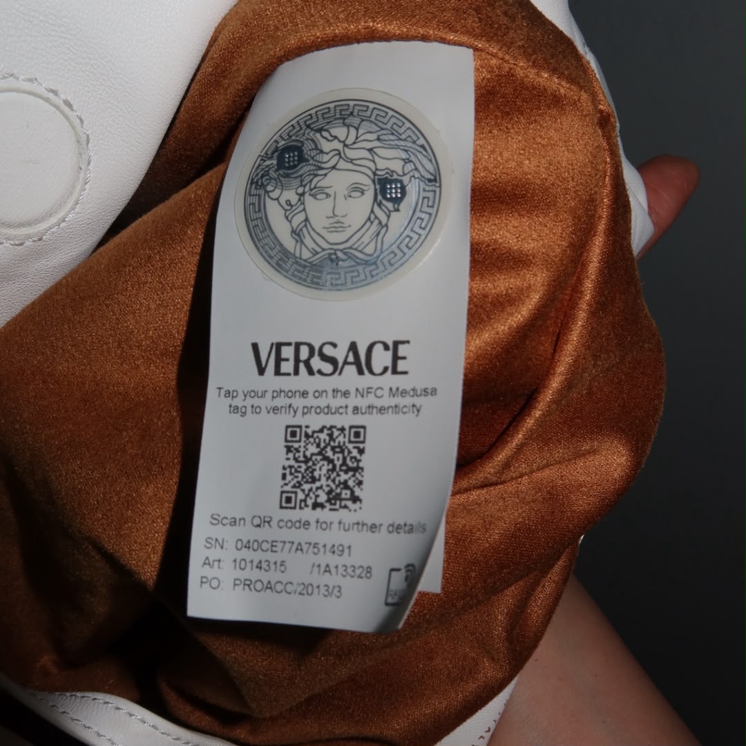 VERSACE Protea Crystal Stud Leather Shoulder Bag