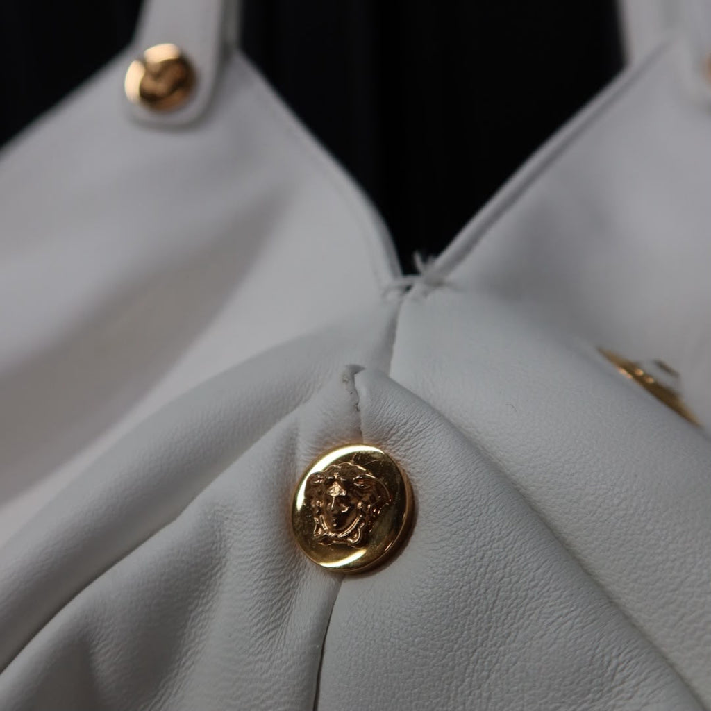 VERSACE Protea Crystal Stud Leather Shoulder Bag