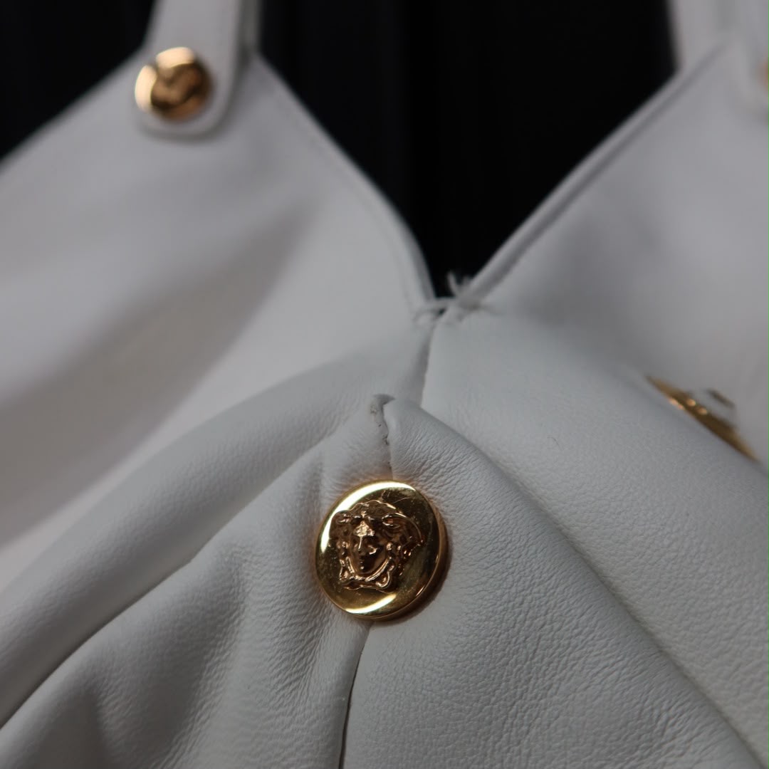 VERSACE Protea Crystal Stud Leather Shoulder Bag