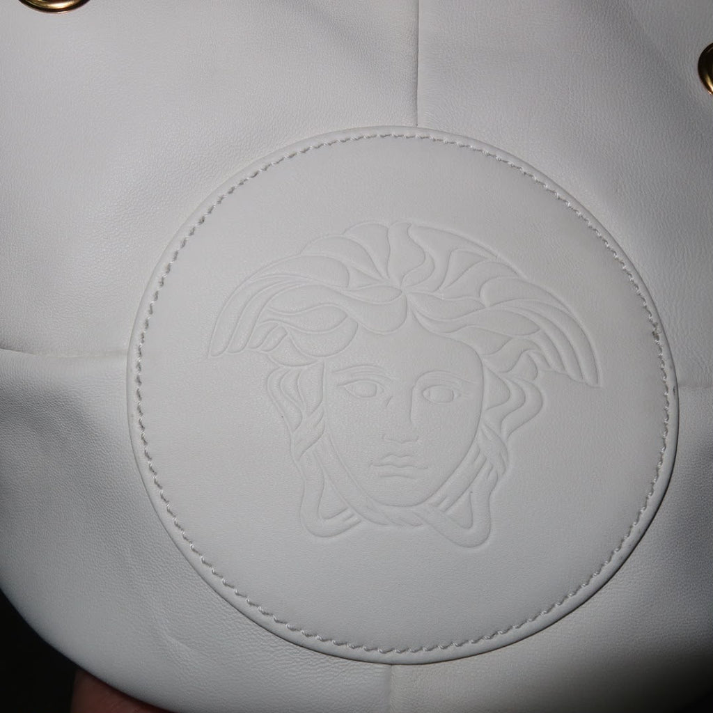 VERSACE Protea Crystal Stud Leather Shoulder Bag