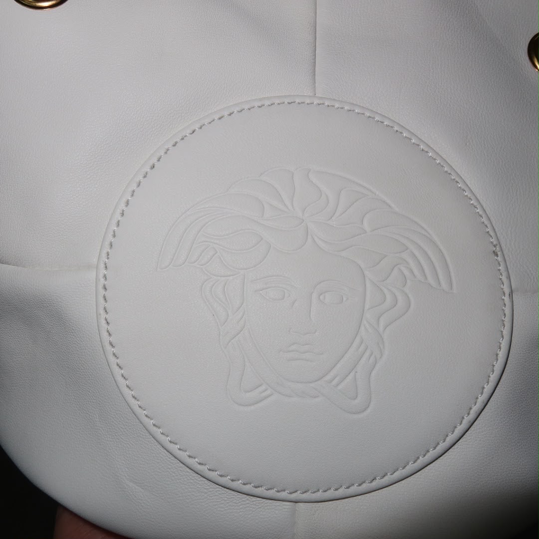 VERSACE Protea Crystal Stud Leather Shoulder Bag