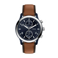 Fossil Bennet Multifunction Brown Leather Watch with Blue Dial