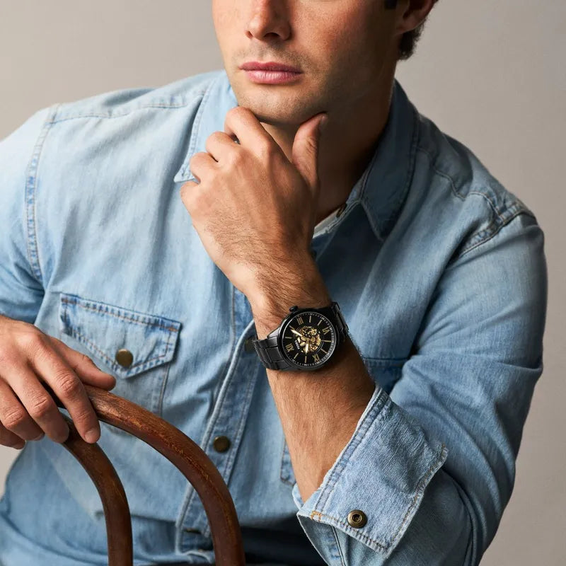 Fossil Flynn Three-Hand Black Stainless Steel