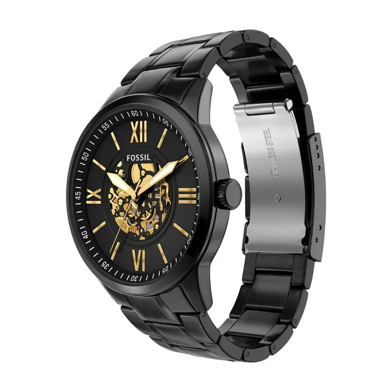 Fossil Flynn Three-Hand Black Stainless Steel