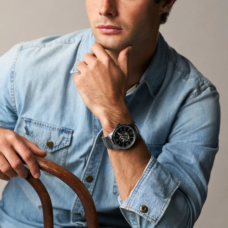 Fossil Flynn Three-Hand Gunmetal Stainless Steel