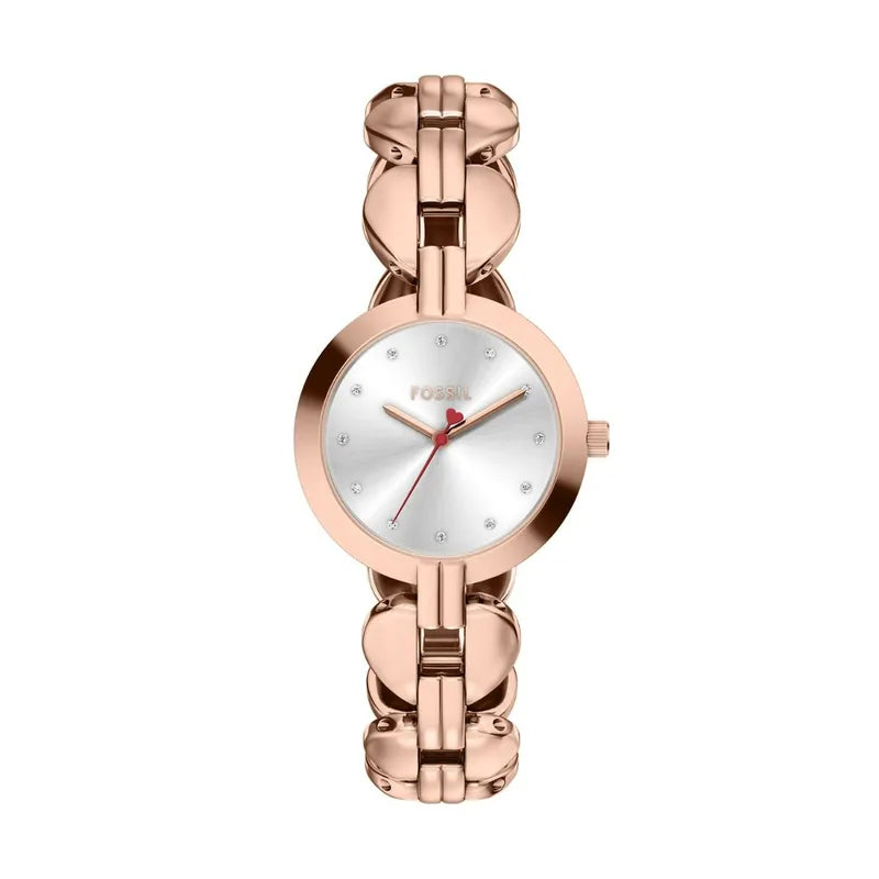 Fossil Kerrigan Rose Gold Stainless Steel Watch with Silver Dial 32mm