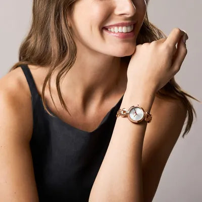 Fossil Kerrigan Rose Gold Stainless Steel Watch with Silver Dial 32mm