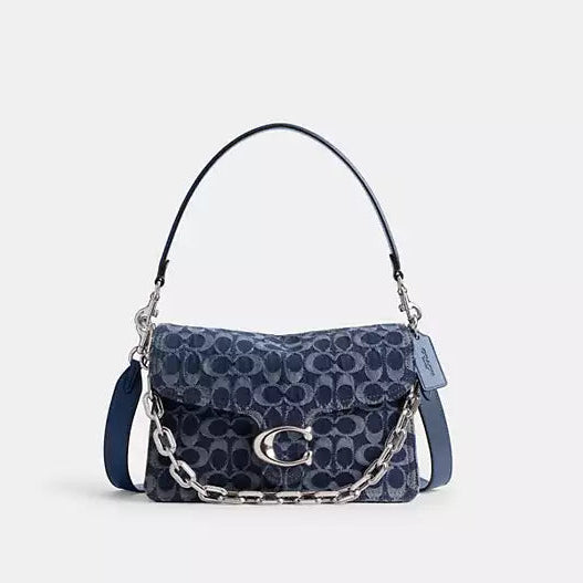 Chain Tabby Shoulder Bag In Signature Denim