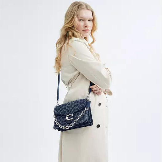 Chain Tabby Shoulder Bag In Signature Denim