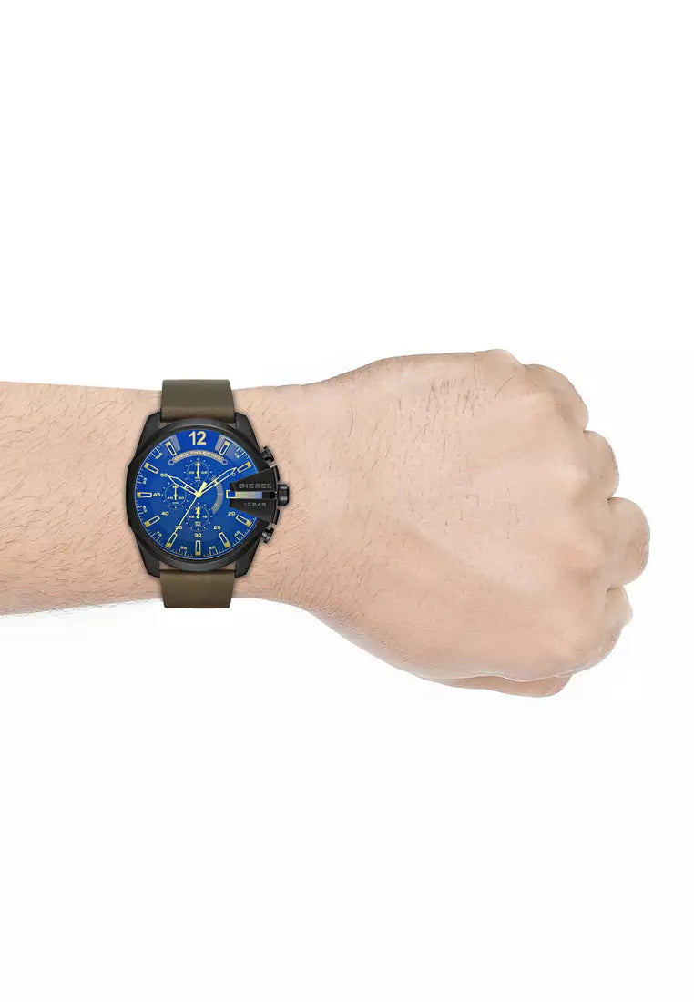 Diesel Men's Black Watch, Blue Dial, Brown Leather