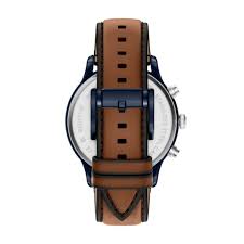 Fossil Bennet Multifunction Brown Leather Watch with Blue Dial